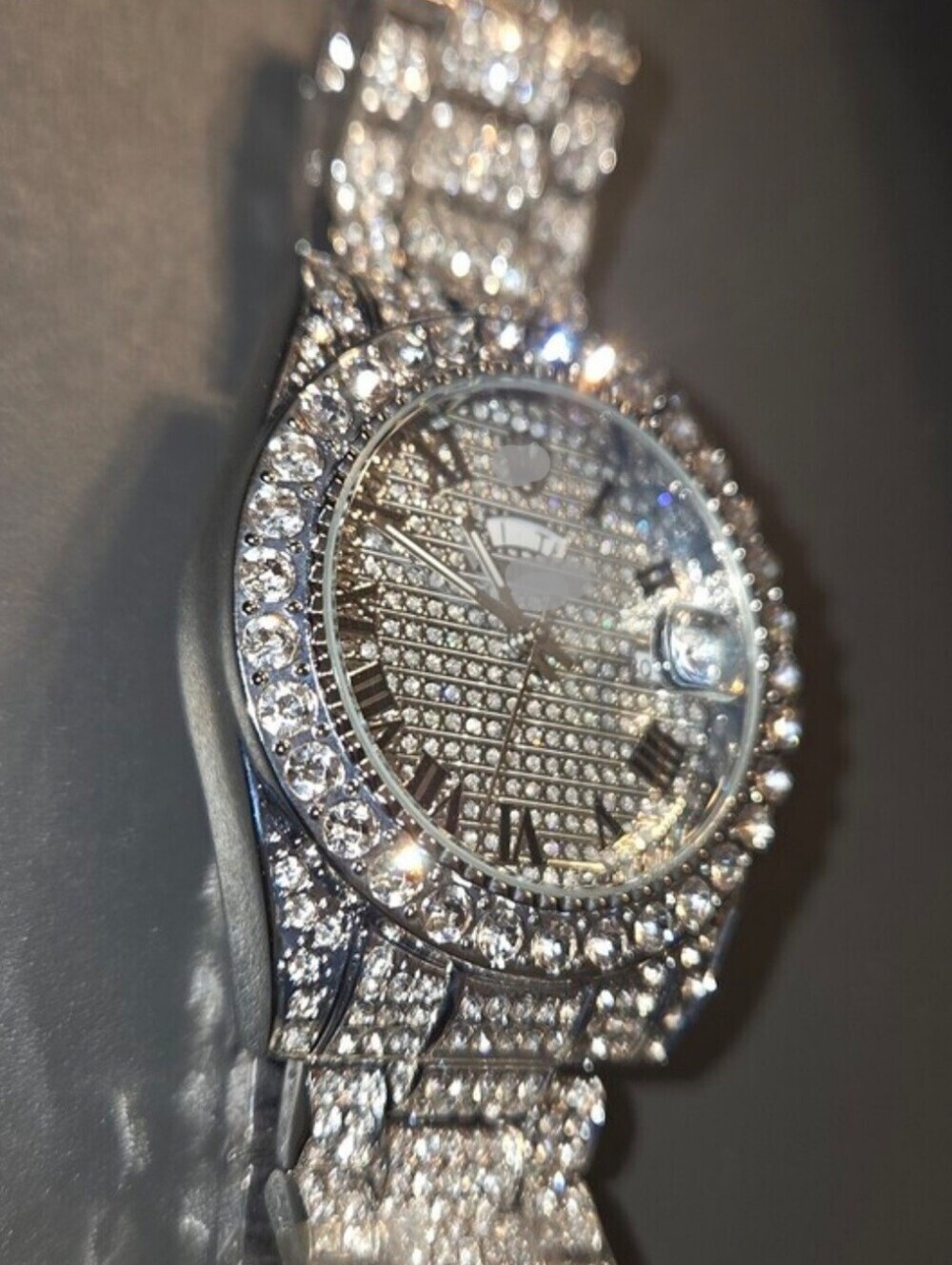 Fully Iced Out UNBRANDED VVS Moissanite Diamond Stainless Steel Watch 38MM - Picture 7 of 8